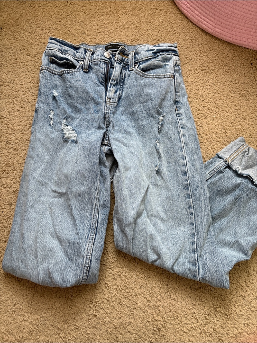 Light Blue Distressed Boyfriend Jeans for Women